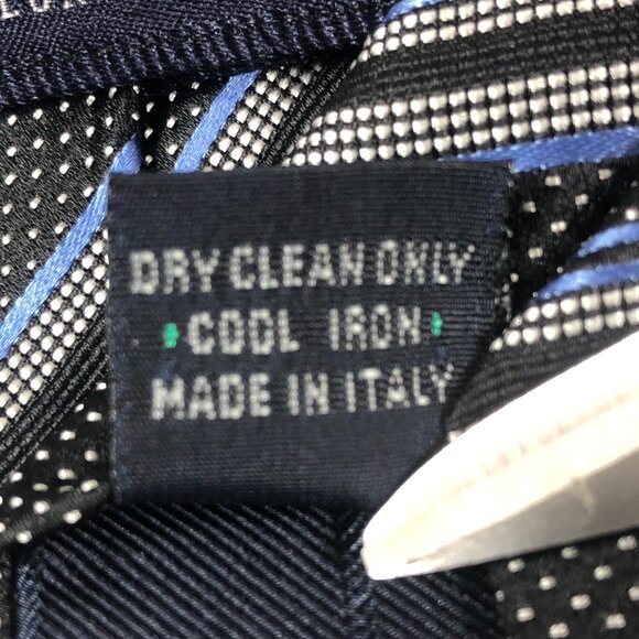 Burberry London Men's Necktie Black Silk Polka Dot Striped Woven Designer Italy - Picture 6 of 6